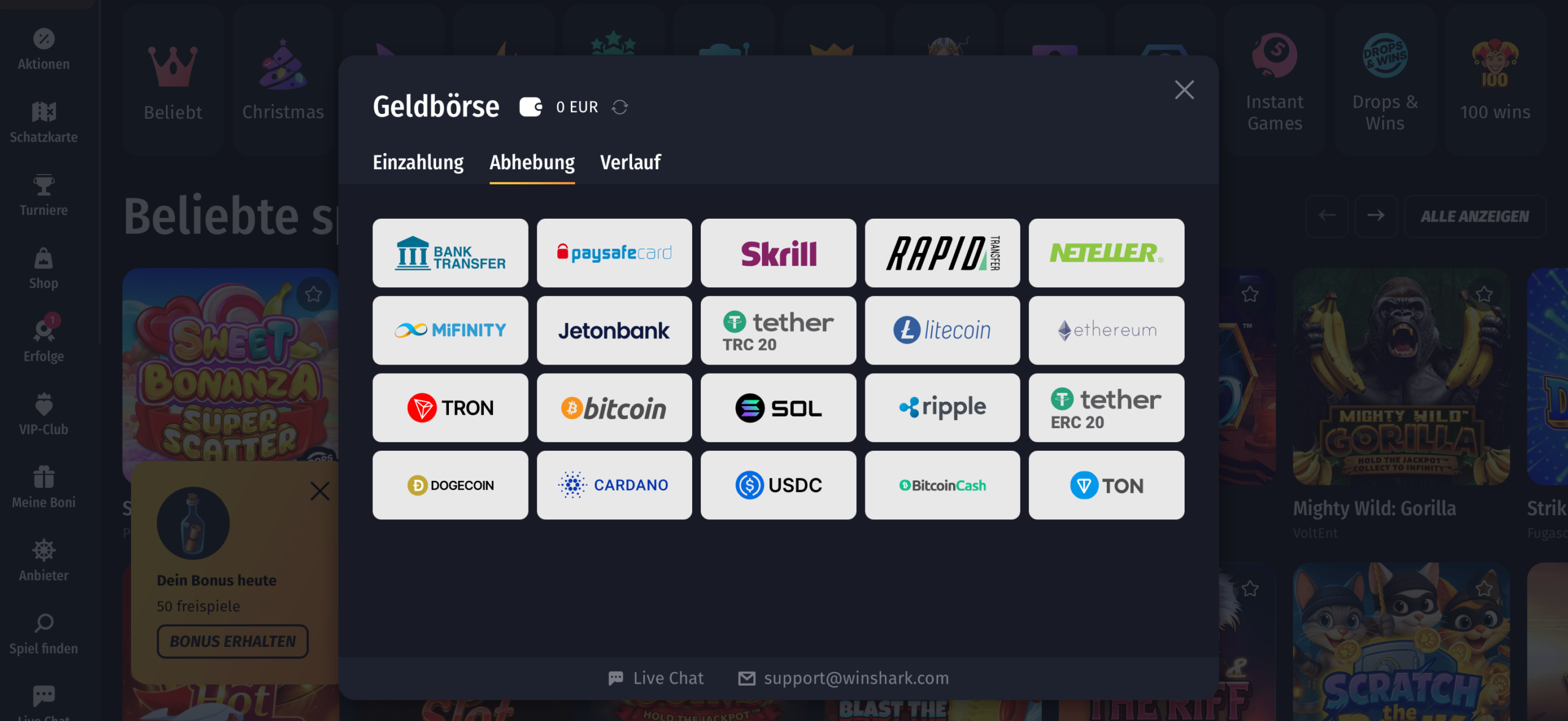 WinShark Casino PaysafeCard